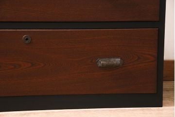 アンティーク家具　昭和中期　箪笥リメイク　前板栓材　落ち着いた色合いのローチェスト(引き出し、ローボード、テレビ台)(R-045778)