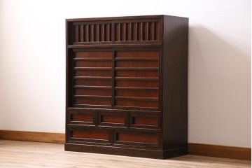 中古　民芸家具　赤みがかった木肌が上品な戸棚(茶棚、水屋箪笥、松本民芸家具)(R-045801)