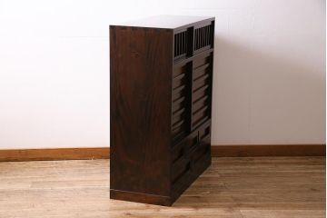 中古　民芸家具　赤みがかった木肌が上品な戸棚(茶棚、水屋箪笥、松本民芸家具)(R-045801)
