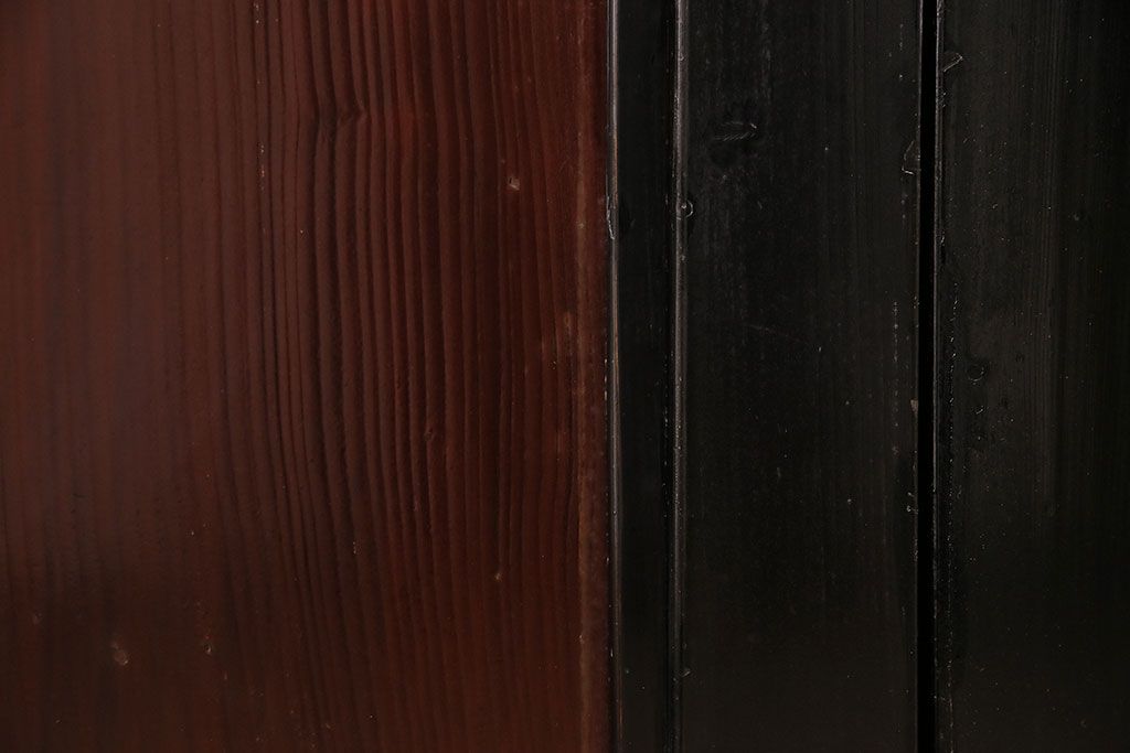 アンティーク建具　最高級　石川県産　総漆塗り　浮造り仕上げ　品格を感じる帯戸2枚セット(板戸、引き戸、建具)(R-045808)