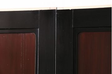 アンティーク建具　最高級　石川県産　総漆塗り　浮造り仕上げ　品格を感じる帯戸2枚セット(板戸、引き戸、建具)(R-045808)