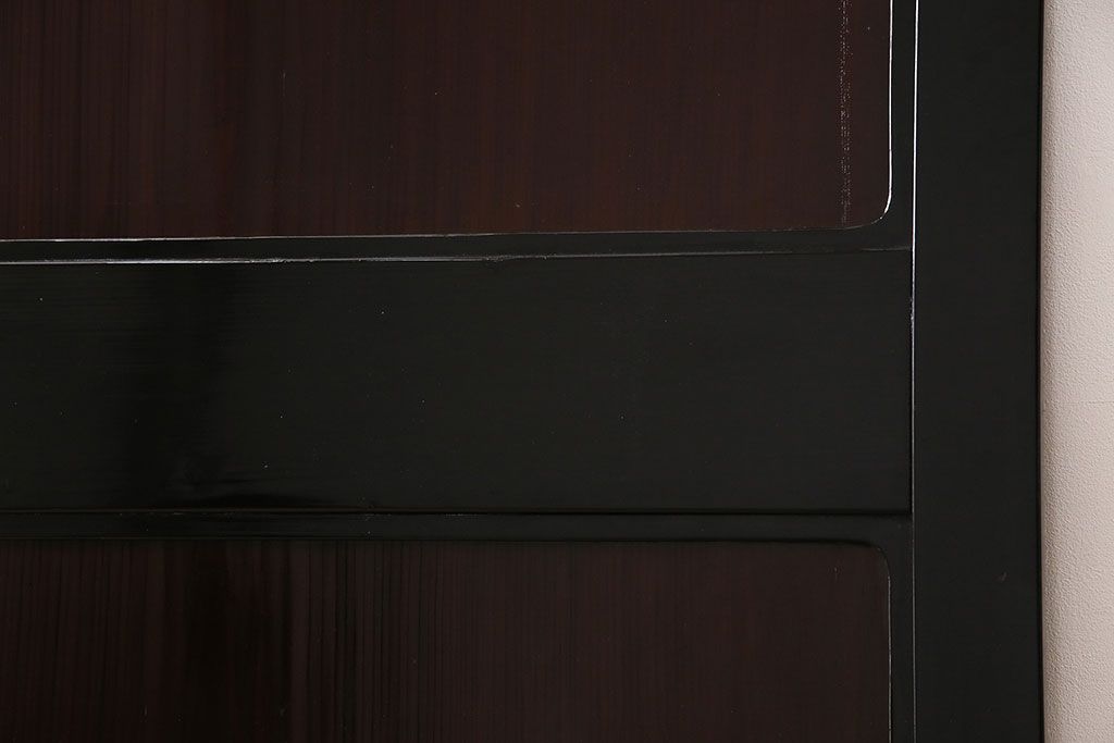 アンティーク建具　最高級　石川県産　総漆塗り　浮造り仕上げ　品格を感じる帯戸2枚セット(板戸、引き戸、建具)(R-045808)