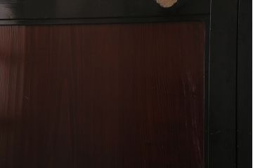 アンティーク建具　最高級　石川県産　総漆塗り　浮造り仕上げ　品格を感じる帯戸2枚セット(板戸、引き戸、建具)(R-045808)