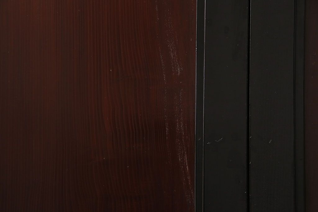 アンティーク建具　最高級　石川県産　総漆塗り　浮造り仕上げ　品格を感じる帯戸2枚セット(板戸、引き戸、建具)(R-045808)