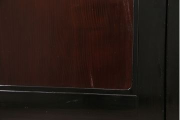 アンティーク建具　最高級　石川県産　総漆塗り　浮造り仕上げ　品格を感じる帯戸2枚セット(板戸、引き戸、建具)(R-045808)