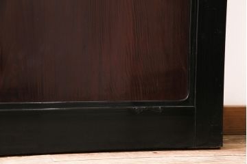 アンティーク建具　最高級　石川県産　総漆塗り　浮造り仕上げ　品格を感じる帯戸2枚セット(板戸、引き戸、建具)(R-045808)