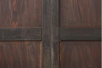アンティーク建具　明治期　古い木の風合いが魅力のシンプルな板戸4枚セット(帯戸、引き戸)(R-045833)
