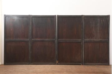 アンティーク建具　明治期　古い木の風合いが魅力のシンプルな板戸4枚セット(帯戸、引き戸)(R-045834)