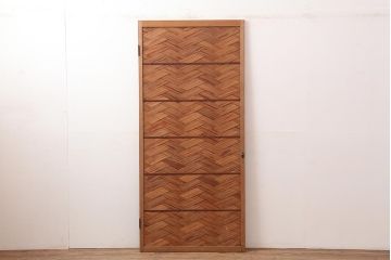 アンティーク建具　矢羽根網代　和風の空間づくりにおすすめの木製ドア(扉、建具)(R-045835)