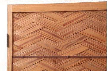アンティーク建具　矢羽根網代　和風の空間づくりにおすすめの木製ドア(扉、建具)(R-045835)