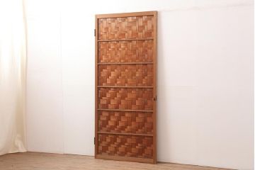 アンティーク建具　親子石畳網代　和風の空間づくりにおすすめの木製ドア(扉、建具)(R-045836)