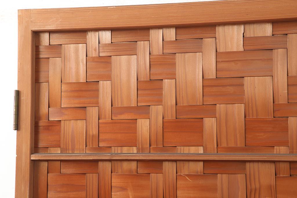 アンティーク建具　親子石畳網代　和風の空間づくりにおすすめの木製ドア(扉、建具)(R-045836)