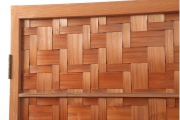 アンティーク建具　親子石畳網代　和風の空間づくりにおすすめの木製ドア(扉、建具)(R-045836)