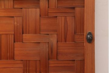 アンティーク建具　親子石畳網代　和風の空間づくりにおすすめの木製ドア(扉、建具)(R-045836)