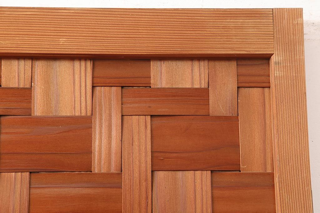 アンティーク建具　親子石畳網代　和風の空間づくりにおすすめの木製ドア(扉、建具)(R-045836)