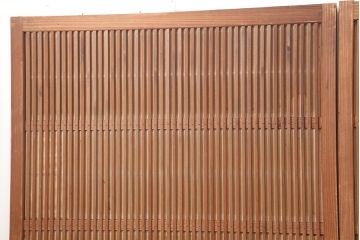 アンティーク建具　昭和中期　裏障子付き　和風スタイルにおすすめな帯格子戸4枚セット(障子戸、引き戸、建具)(R-045837)