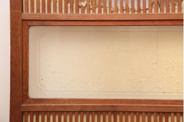 アンティーク建具　昭和中期　裏障子付き　和風スタイルにおすすめな帯格子戸4枚セット(障子戸、引き戸、建具)(R-045837)