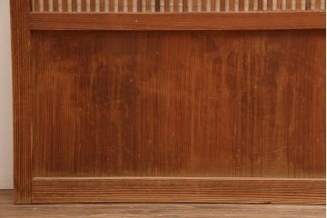 アンティーク建具　昭和中期　裏障子付き　和風スタイルにおすすめな帯格子戸4枚セット(障子戸、引き戸、建具)(R-045837)