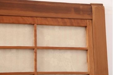 アンティーク建具　昭和中期　裏障子付き　和風スタイルにおすすめな帯格子戸4枚セット(障子戸、引き戸、建具)(R-045838)