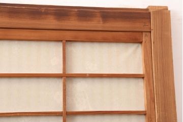 アンティーク建具　昭和中期　裏障子付き　和風スタイルにおすすめな帯格子戸2枚セット(障子戸、引き戸、建具)(R-045839)