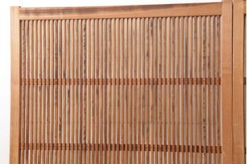 アンティーク建具　昭和中期　裏障子付き　和風スタイルにおすすめな帯格子戸2枚セット(障子戸、引き戸、建具)(R-045839)