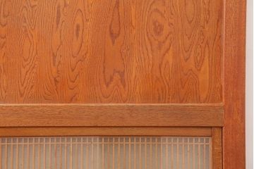 アンティーク建具　昭和中期　鏡板合板　和モダンな空間におすすめの組子帯戸3枚セット(引き戸、ガラス帯戸)(R-045840)