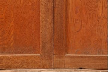 アンティーク建具　昭和中期　鏡板合板　和モダンな空間におすすめの組子帯戸3枚セット(引き戸、ガラス帯戸)(R-045840)