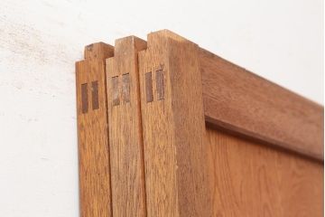 アンティーク建具　昭和中期　鏡板合板　和モダンな空間におすすめの組子帯戸3枚セット(引き戸、ガラス帯戸)(R-045840)