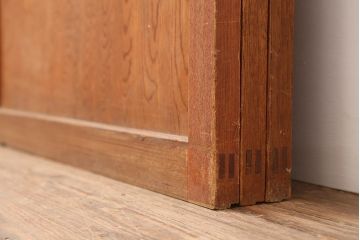 アンティーク建具　昭和中期　鏡板合板　和モダンな空間におすすめの組子帯戸3枚セット(引き戸、ガラス帯戸)(R-045840)