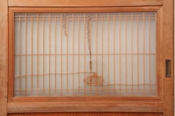 レトロ建具　昭和中期　鏡板一枚板　風情が感じられる組子帯戸4枚セット(引き戸、帯戸)(R-045841)