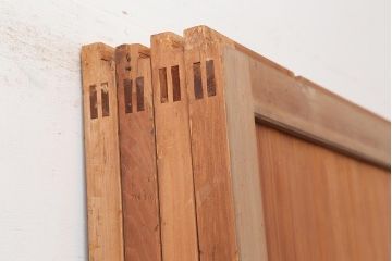 レトロ建具　昭和中期　鏡板一枚板　風情が感じられる組子帯戸4枚セット(引き戸、帯戸)(R-045841)