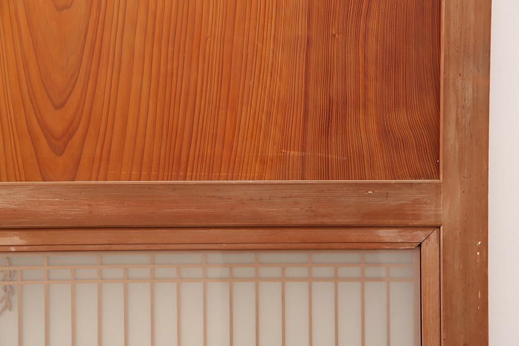 レトロ建具　昭和中期　鏡板一枚板　風情が感じられる組子帯戸4枚セット(引き戸、帯戸)(R-045841)