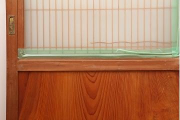 レトロ建具　昭和中期　鏡板一枚板　風情が感じられる組子帯戸4枚セット(引き戸、帯戸)(R-045841)