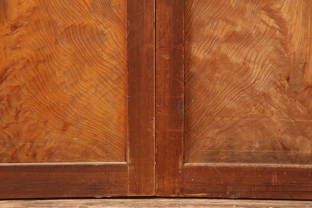 レトロ建具　昭和中期　鏡板一枚板　風情が感じられる組子帯戸4枚セット(引き戸、帯戸)(R-045841)