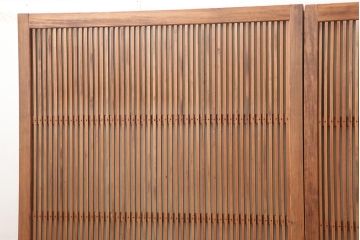 アンティーク建具　昭和初期　腰板ケヤキ材　裏ガラス入り　落ち着いた和の空間を演出する格子戸4枚セット(引き戸、ガラス帯戸)(R-045842)