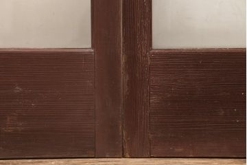 レトロ建具　昭和中期　シンプルなデザインで合わせやすいガラス戸2枚セット(引き戸)(R-045843)
