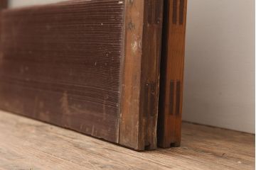 レトロ建具　昭和中期　シンプルなデザインで合わせやすいガラス戸2枚セット(引き戸)(R-045843)