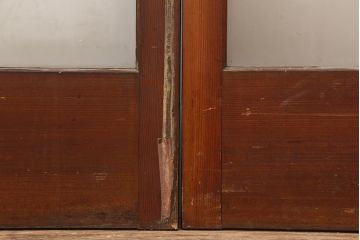 レトロ建具　昭和中期　シンプルなデザインで合わせやすいガラス戸2枚セット(引き戸)(R-045843)