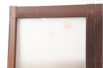 レトロ建具　昭和中期　シンプルなデザインで合わせやすいガラス戸2枚セット(引き戸)(R-045843)