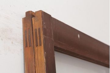 レトロ建具　昭和中期　シンプルなデザインで合わせやすいガラス戸2枚セット(引き戸)(R-045843)