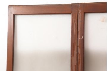 レトロ建具　昭和中期　シンプルなデザインで合わせやすいガラス戸2枚セット(引き戸)(R-045843)