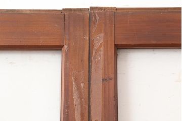 レトロ建具　昭和中期　シンプルなデザインで合わせやすいガラス戸2枚セット(引き戸)(R-045843)