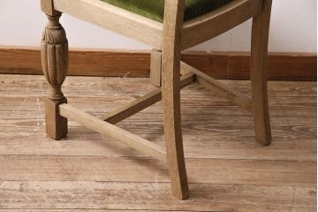 アンティーク家具　イギリスアンティーク　ストリップド(剥離)　オーク材　バルボスレッグのダイニングチェア(椅子)(R-045847)