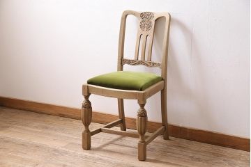 アンティーク家具　イギリスアンティーク　ストリップド(剥離)　オーク材　バルボスレッグのダイニングチェア(椅子)(R-045848)