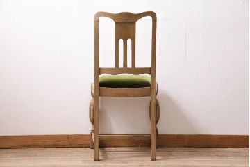 アンティーク家具　イギリスアンティーク　ストリップド(剥離)　オーク材　バルボスレッグのダイニングチェア(椅子)(R-045848)