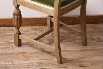 アンティーク家具　イギリスアンティーク　ストリップド(剥離)　オーク材　バルボスレッグのダイニングチェア(椅子)(R-045848)