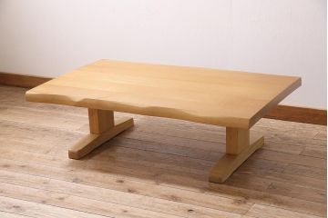 中古　柏木工(KASHIWA・カシワ)　オーク材　木のぬくもり感じる座卓(定価約16万円)(ローテーブル)(R-045849)