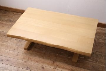 中古　柏木工(KASHIWA・カシワ)　オーク材　木のぬくもり感じる座卓(定価約16万円)(ローテーブル)(R-045849)