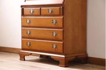 中古　横浜クラシック家具　ダニエル(Daniel)　アーリーアメリカン　気品漂うライティングビューロー(ワークデスク、机、在宅ワーク、在宅用チェスト)(R-045852)