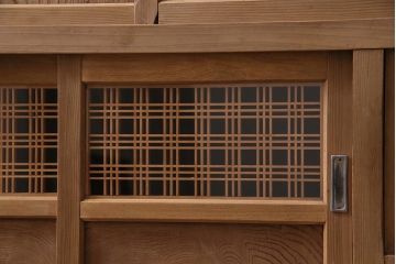 アンティーク家具　ストリップド(剥離)　組子がおしゃれな和風の戸棚(収納棚、水屋箪笥)(R-045853)